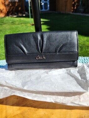 Coach Ashley Black Pleated Leather  Wallet
